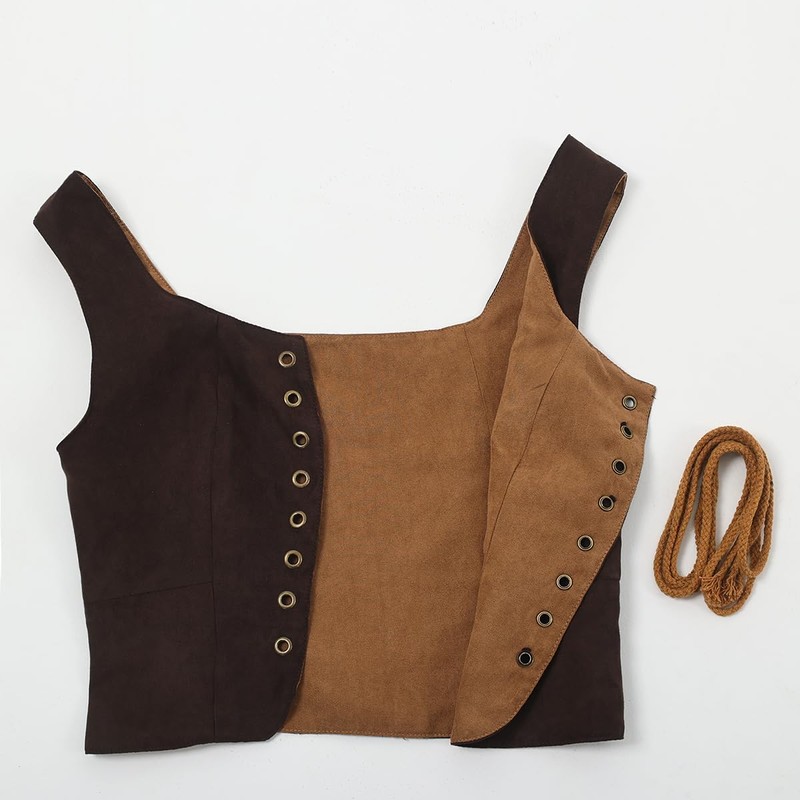 Women's Renaissance Lace-Up Vest Steampunk Gothic Vest Cosplay Costume, Double