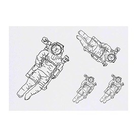 4 x 'Spaceman' Temporary Tattoos - Water Resistant, Skin-Safe, Non-Toxic Transfers, Mixed Sizes (TO00005235)