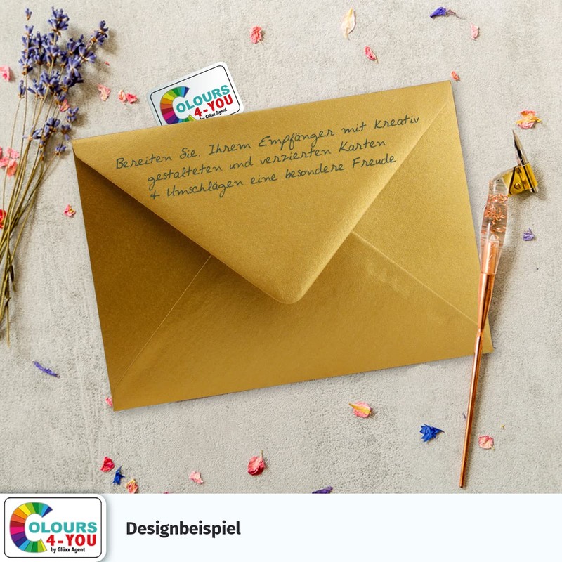 COLOURS-4-YOU Envelopes, DIN C6, Gold, 11.4 x 16.2 cm, 110