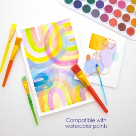 BAZIC Paint Brushes Set Nylon Bristle Brush, Flat Angled Paintbrushes for Acrylic Oil Watercolor Gouache Art Painting (5/Pack), 1-Pack