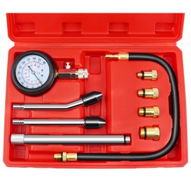 JIFETOR Engine Compression Tester Gauge Kit Cylinder Test Pressure Gage Tool 9PCS Set with Adapters for Testing Small Gas Petrol Gasoline Engine on Automotive Motorcycle Auto Outboard Motor Snowmobile
