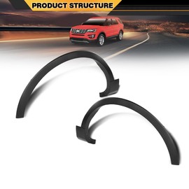 Front Pair Fender Flares Wheel Trim Opening Molding Left & Right Side Compatible with Ford Explorer/Police Interceptor Utility 2016-2019 FB5Z16038AB, FB5Z16039AB, FO1291130, FO1290130 Black