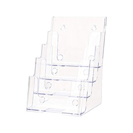 Marketing Holders 4 Tier Brochure Holder Clear Countertop and Wall Mount Value Pack of 4 for Literature Up to 6"W