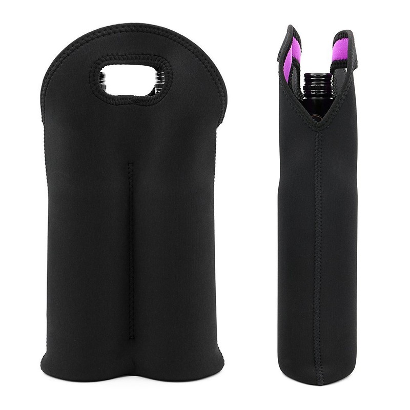 Hipiwe Wine Carrier Tote Bag Two Bottle Insulated Neoprene Wine/Water