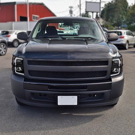 SPEC-D TUNING Black Headlights w/LED Light Bar Compatible with 2007-2013 Chevy Silverado 1500, 2007-2014 Silverado 2500HD 3500HD, Left + Right Pair Headlamp Assembly