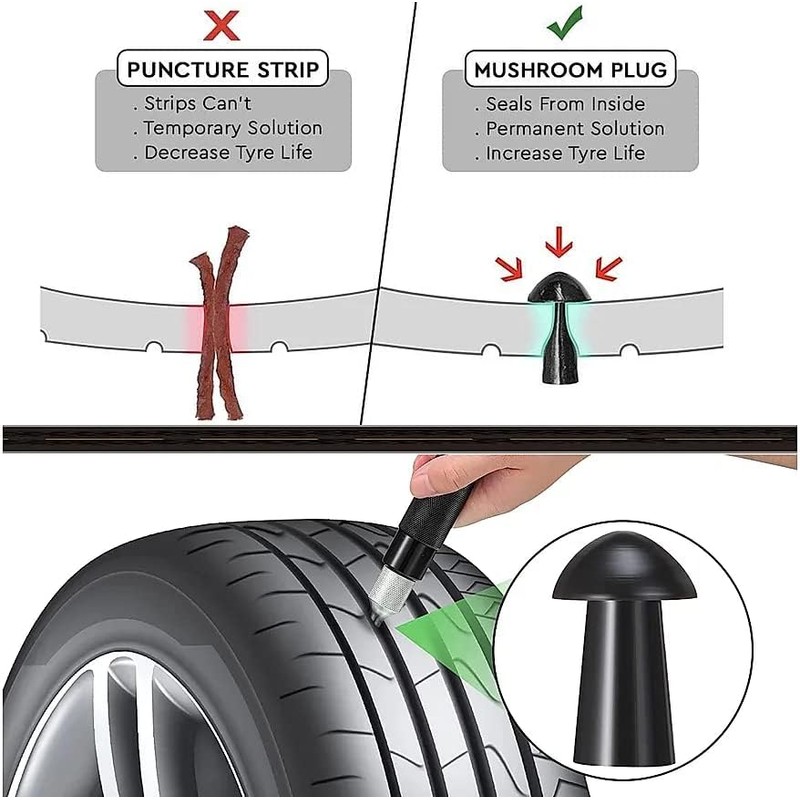 GRAND PITSTOP Replacement Mushroom Plugs for tubeless Tire Puncture Repair
