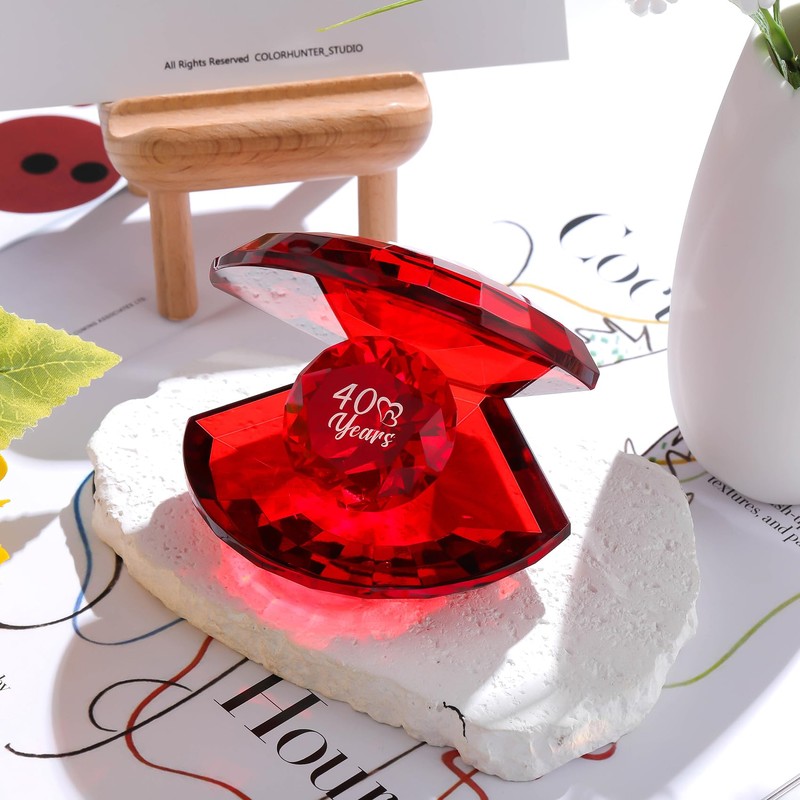 Crystal Shell 40th Ruby Wedding for Wife Partner Couples, Her