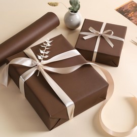 BIOBROWN Chocolate Brown Kraft Wrapping Paper Roll – 17 Inches X 33 Feet (47 sq. ft. ttl.) Solid Color Matte Textured Gift Wrap for Birthday, Wedding, Mother's day, Father's day, Parties, Christmas