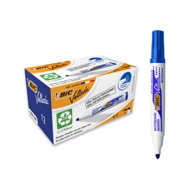 Bic Velleda – Marqueur 1701 effaçable à sec pour Tableaux Blancs – Pointe Ogive – Encre Cétone Bleue