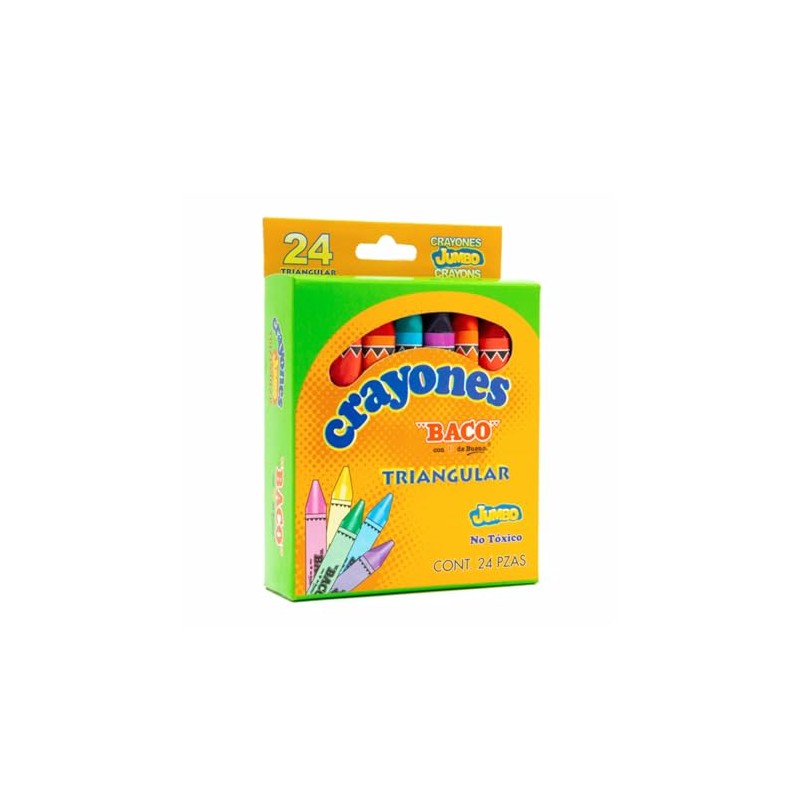 Baco | Crayones Jumbo Triangular - Caja con 24 Piezas,