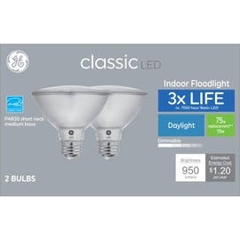 GE Classic LED Light Bulbs, 75 Watt Eqv, Daylight, PAR30 Bulbs (6 Pack)