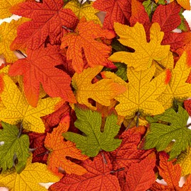 Moon Boat 59PCS Fall Artificial Maple Leaves Decorations Large Size - Thanksgiving Autumn Plastic Faux Leaf Wedding Party Table Decor Multicolored