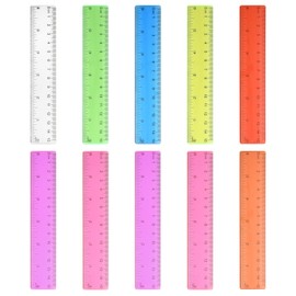 10 Pieces Ruler 15 cm Primary School Small Ruler Set Small Primary School 1st Grade Plastic, Multicoloured Random (Clear, Pink, Purple, Green, Blue, Orange, Red)