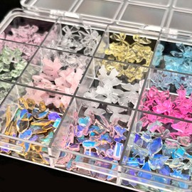 Bow Nail Charms Aurora Nail Rhinestone Cute 3D Bows Nail Art Charm Mixed Color Nails Charms for Acrylic Nails Design DIY Manicure Supplies Accessories