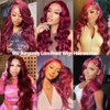 28 Inch 99j Burgundy Lace Front Wigs Human Hair Red