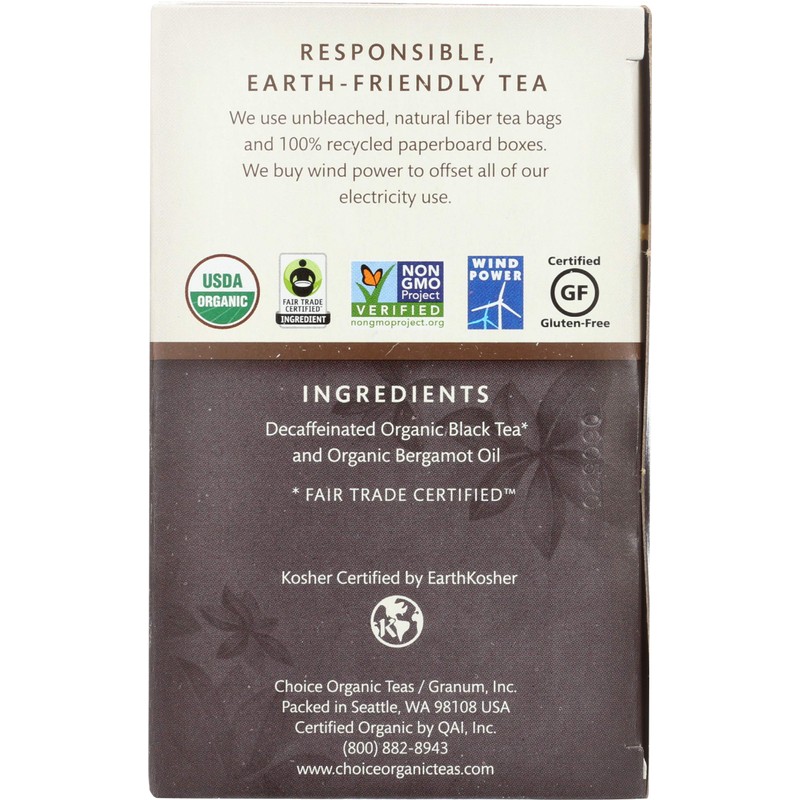 Choice Organic, Decaf Earl Grey, 16 ct