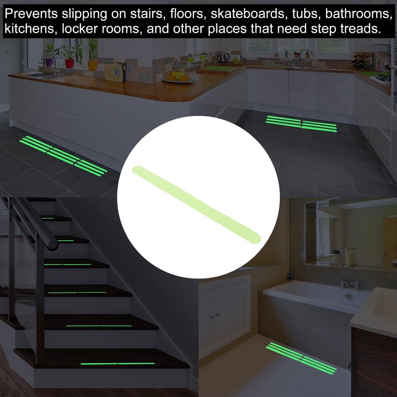 PATIKIL 24pcs 380x20mm Anti-Slip Grip Tape Fluorescent Tow Strip Square