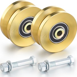 Tatuo 4" Solid Slide V Groove Wheel Heavy Duty Sliding Gate Rollers Wheels 1-3/4" Width Rolling Gate Caster Wheels 2500 Lbs Capacity with Screw Double Bearing Pair(2 Sets)