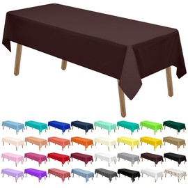 Brown Plastic Tablecloths 2 Pack Disposable Table Covers 54 x 108 Inch Party Tablecovers PEVA Coffee Table Cloths for BBQ Picnic Birthday Wedding Parties 8 ft Rectangle Table Use