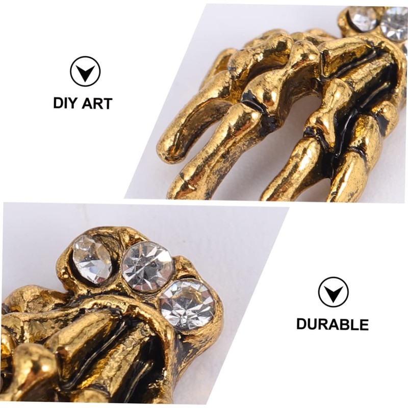 WOONEKY 10pcs Hand Skull Nail Drill Nail Art Silver Toenail