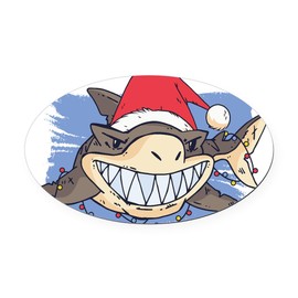 CafePress Christmas Shark Euro Oval Car Bumper Magnet