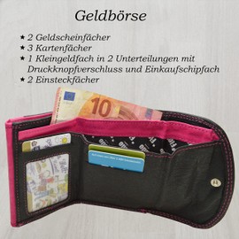 flevado Women's / Children's Wallet Mini Party Purse RFID Protection Genuine Leather Wallet (Black/Pink), black, Modern