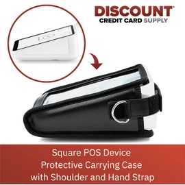 Square POS Device Carrying Case with Shoulder Strap and Hand Strap, Black