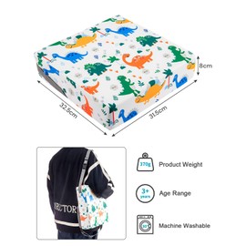 Holdfiturn Toddler Booster Seat with Straps Baby Kid Infant Demountable Adjustable Washable Portable Dining Chair Pad Chair Increasing Cushion White Dinosaur