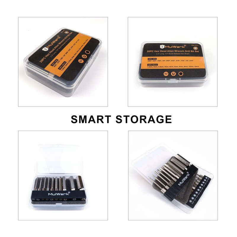 MulWark Hex Head Allen Wrench Drill Bit Set 20PC (10pc
