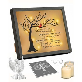 Funeral Gifts, Sympathy Gifts for Loss of Loved One, in Memory of Passed Husband Father Son Wooden Shadow Box Frame 8x10'' with LED Lights Bereavement Gifts Red Cardinal Grieving Memorial Gifts