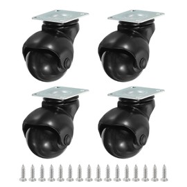 PATIKIL 1.5 Inch Ball Caster Wheels Set of 4, 360° Rotating Swivel Top Plate Wheels 298 lbs Total Capacity Caster with M4 Screws for Furniture Table Cabinet Black