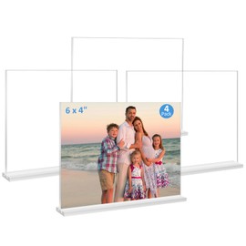 Douildhaiy Acrylic Picture Frame 4x6 inches, 4 Pack Clear Plastic Picture Frames Holder Standing,Double Sided Picture Desktop Display for Photo Home Office - Horizontal