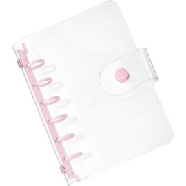 Clear Binder Cover A7 6 Holes PVC M6 Notebook Shell Folder Seal Pad Mini Personal Organizer Cover Notebook Transparent Waterproof Protective Metal Ring Refillable Snap Button Closure Cute (Pink, A7)
