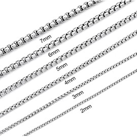 Giftall Stainless Steel Chain Necklace for Men 2MM Square Rolo Chains Round Box Chain Necklace for Women 18 Inches