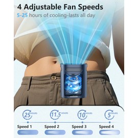 Waist Fan Clip on Cold Air-Mini Lightweight Portable Fan Rechargeable Battery Powered,Small Personal Wearable Shirt Belt Hard Hat Hip Back Body Fans,Cooling Hanging Neck Cooler Ac for Men Women Kids