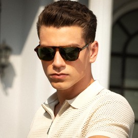 CARFIA Polarized Sunglasses for Men UV400 Protection - Classic Pilot Design Acetate Sun Glasses for Driving Fishing Outdoor CA5355