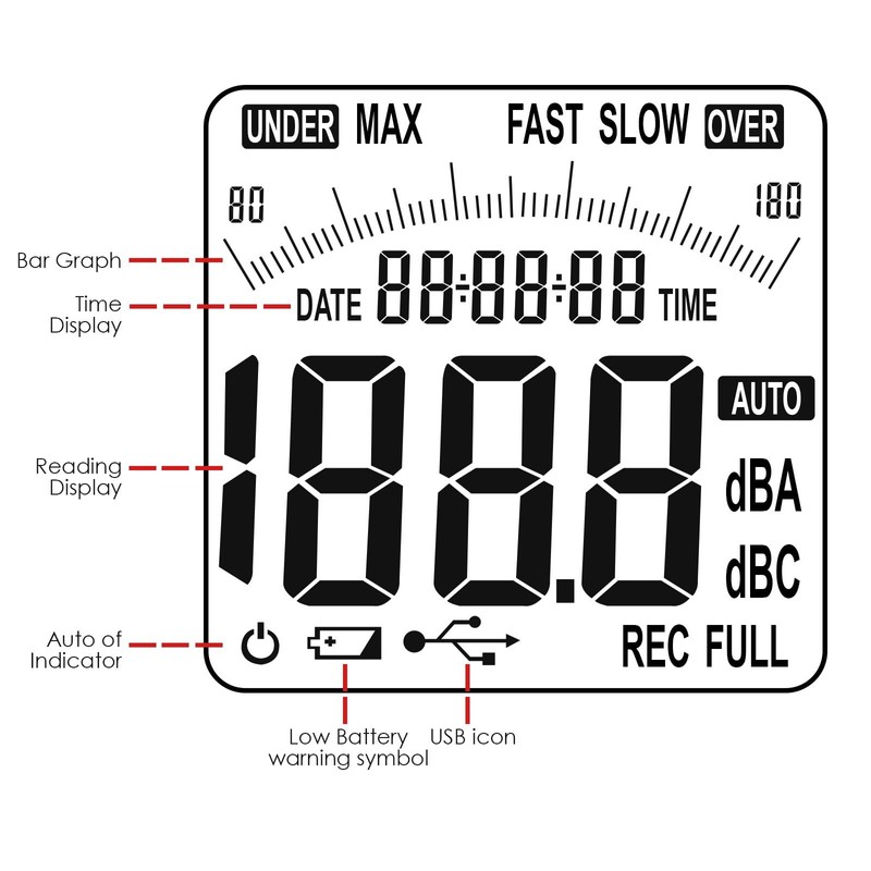 Digital Sound Level Meter 30-130dB Range High Accuracy A C