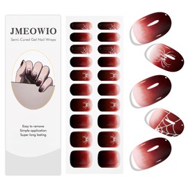 JMEOWIO Halloween Gradient Semi Cured Gel Strips Wraps Nail Art Sticker