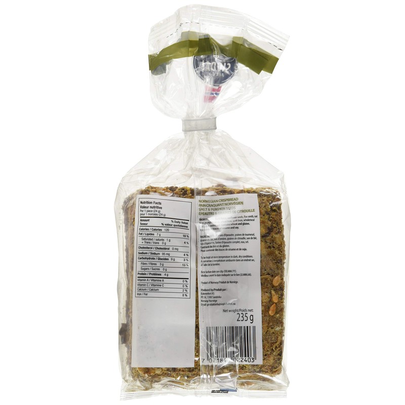Sigdal Bakeri - Norwegian Crispbread, Spelt & Pumpkin Seeds, 235g