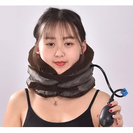 Cervical Traction Unit, Head Neck Spine, Inflatable (Brown, 1 PC)