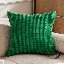 Urban Funk Collective - Pack of 2 Double-Sided Corduroy Corn Kernels Moden Decorative Throw Pillow Covers 18x18'' (45x45cm) Anti-Static Removable Washable Pillowcase Cushion Covers (Green)