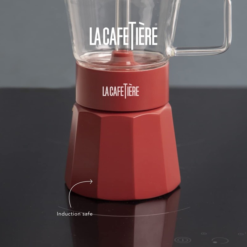 La Cafetière Verona Red Glass Espresso Maker, 6 Cups, Gift