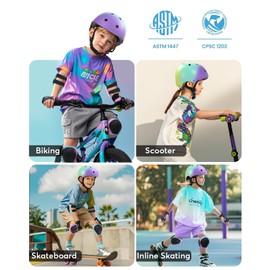 Adjustable 7PCS Toddler Helmet and Pads for 2-3-5 5-8 8-14+ Years CPSC Certified Lightweight Design with Airflow for Roller Skating Scooter Bike Skateboard and Other Sports Activities