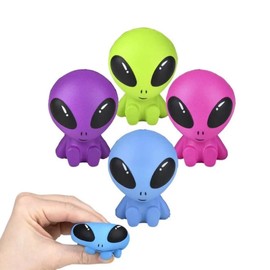 LND Gifts Squeezy Alien Toy, 8cm Long, 12 Supplied Martian Stretches and Twists Fun and Friendly Anxiety Relief Squeeze Alien Ideal Christmas Stocking Fillers for Kids, Party Bag fillers