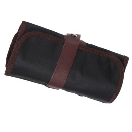 PATIKIL Handmade 36 Slots Roll Up Pencil Case, Oxford Cloth Pencil Wrap Pouch Pen Holder Organizer for Artist Drawing Coloring Sketching, Brown/Black