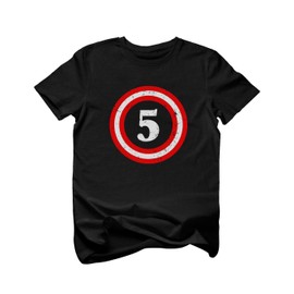 Tstars Captain 5th Birthday Shirt - Number 5 T-Shirt Gift for Five Year Old Kids, Toddler & Youth Boys Girls 5T Black