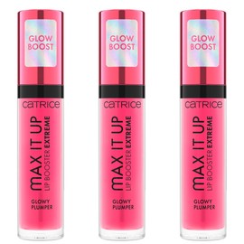 Catrice Max It Up Lip Booster Extreme, No. 040, Pink, Nourishing, Extreme Volume, Colouring Effect, Natural, Shiny, Vegan, Alcohol-Free, Paraben-Free, No Microplastic Particles, Pack of 3 (3 x 4 ml)