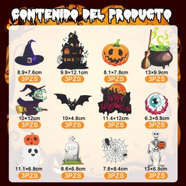 FEAWIAI 36 Piezas Adorno Colgante de Halloween,Diseño de Halloween Decoración Calabaza Araña Murciélago Esqueleto,Perfecto para Decoraciones de Fiesta de Halloween para Interiores y Exteriores