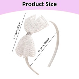 Majhoxka 2 PCS Pearl Bow Headband White Pearl Headband for Girls and Women Non-Slip Hair Accessories for Birthday Party Wedding