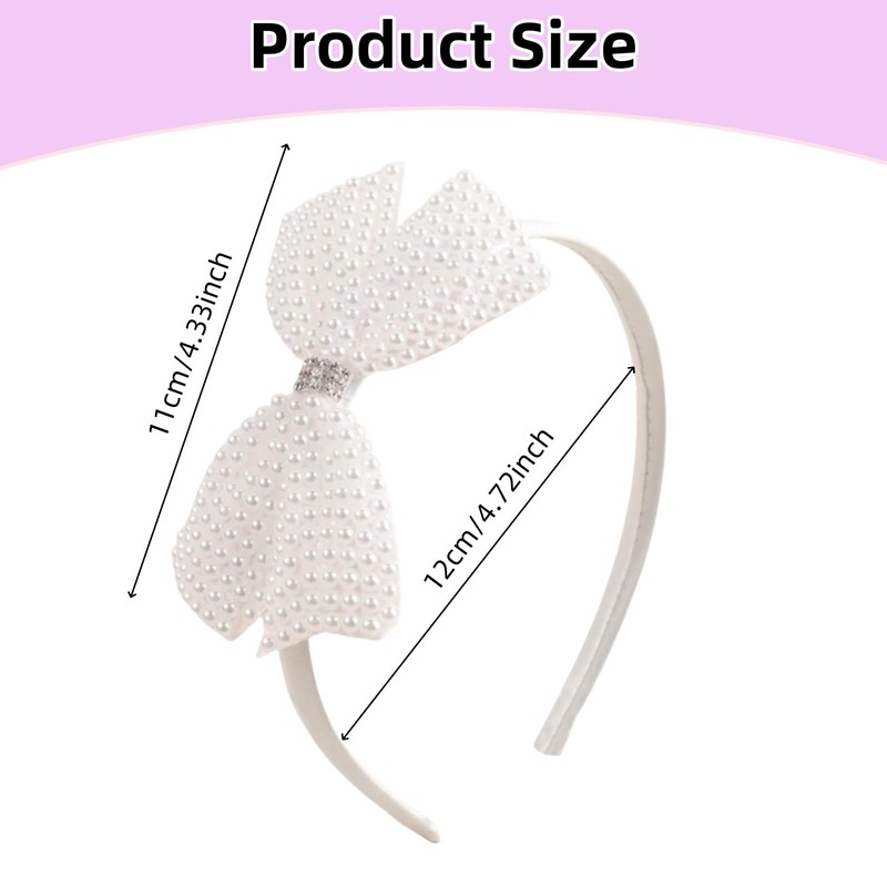 Majhoxka 2 PCS Pearl Bow Headband White Pearl Headband for